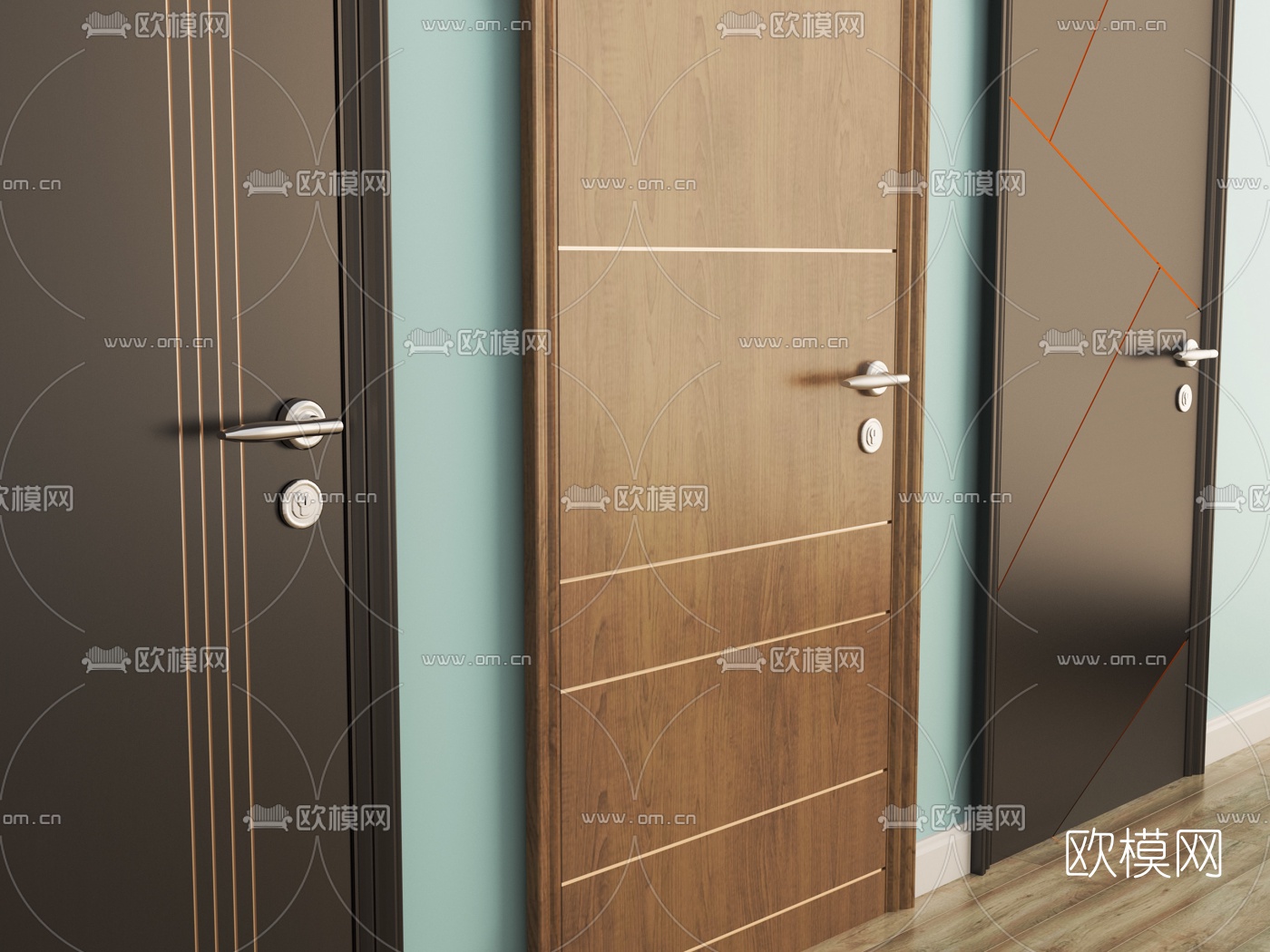 现代房门单开门3d模型