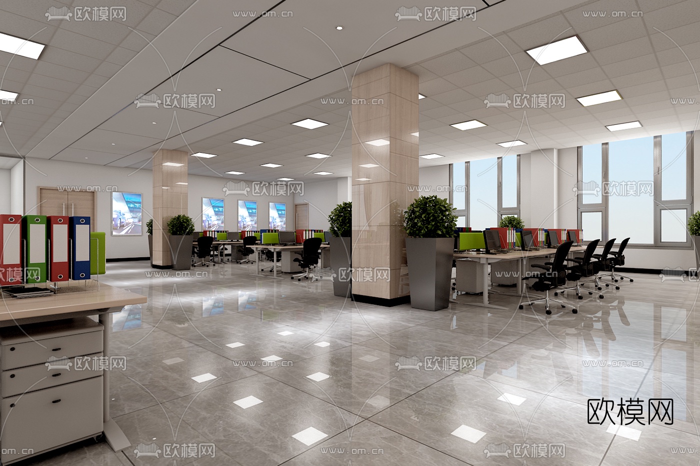 现代办公室免费3d模型下载（渲染图8）