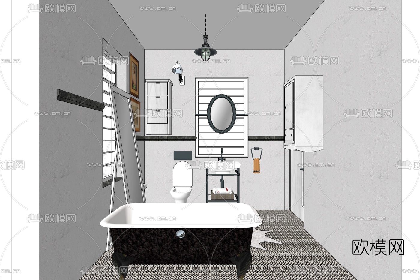 现代轻奢浴室免费su模型下载