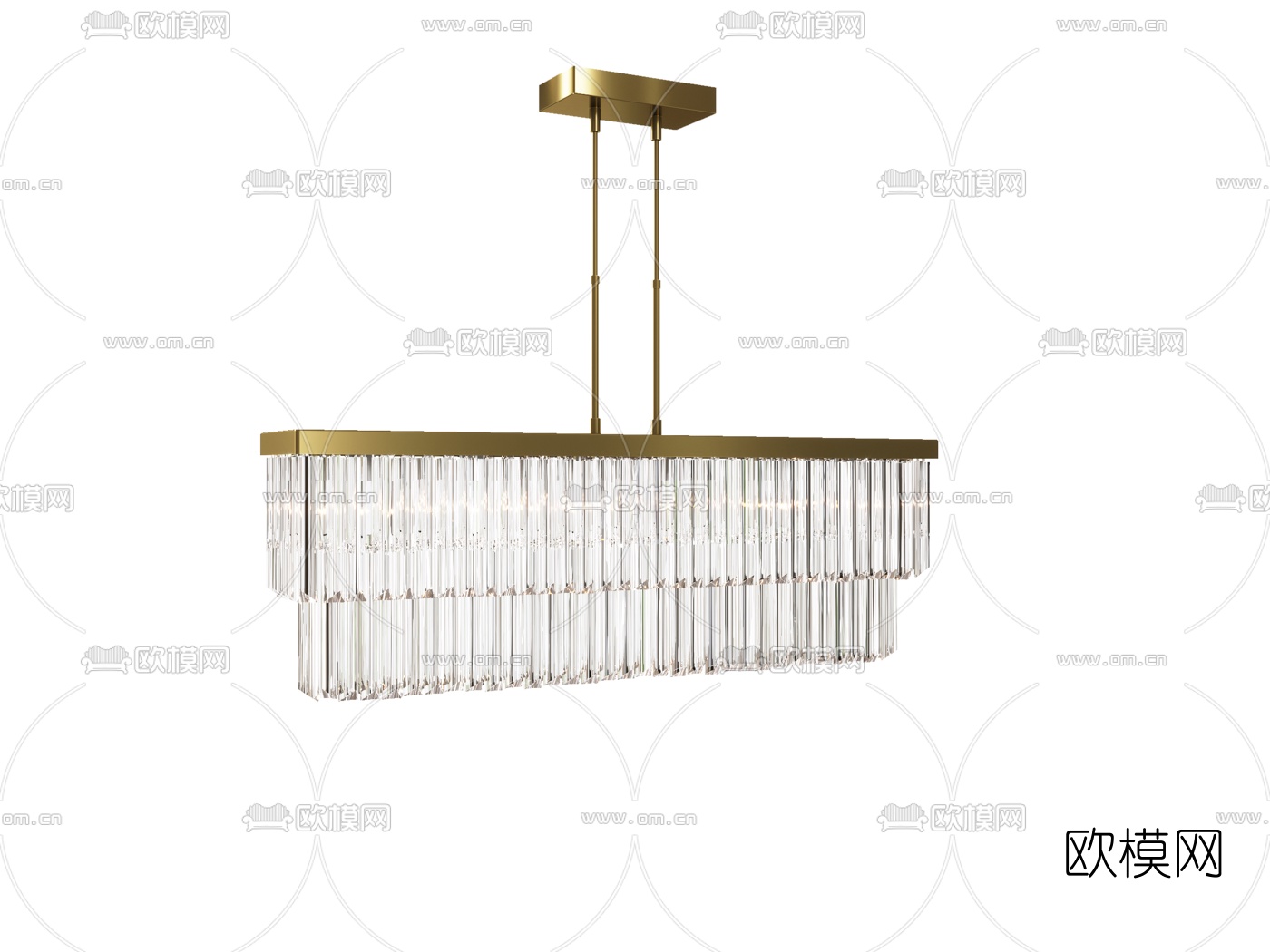 现代轻奢金属水晶吊灯组合3d模型下载（渲染图2）