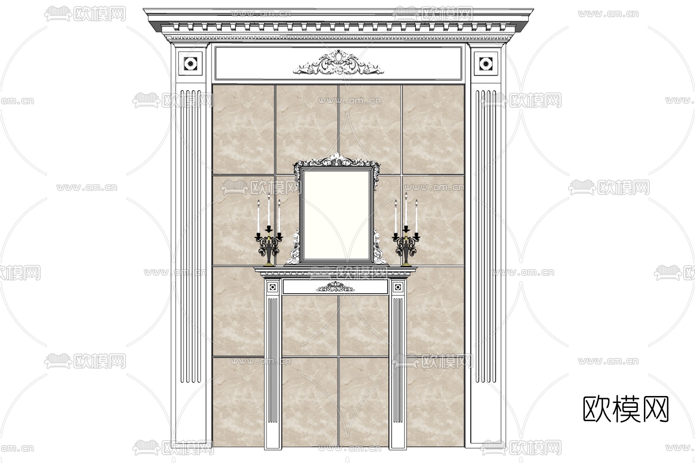 欧式雕花端景台免费su模型下载