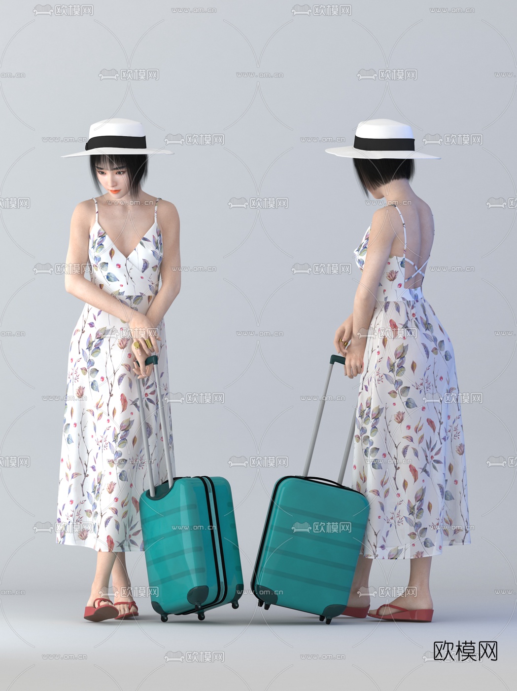 现代站姿女人3d模型下载