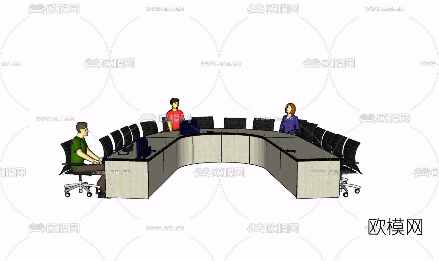 现代会议台免费su模型下载