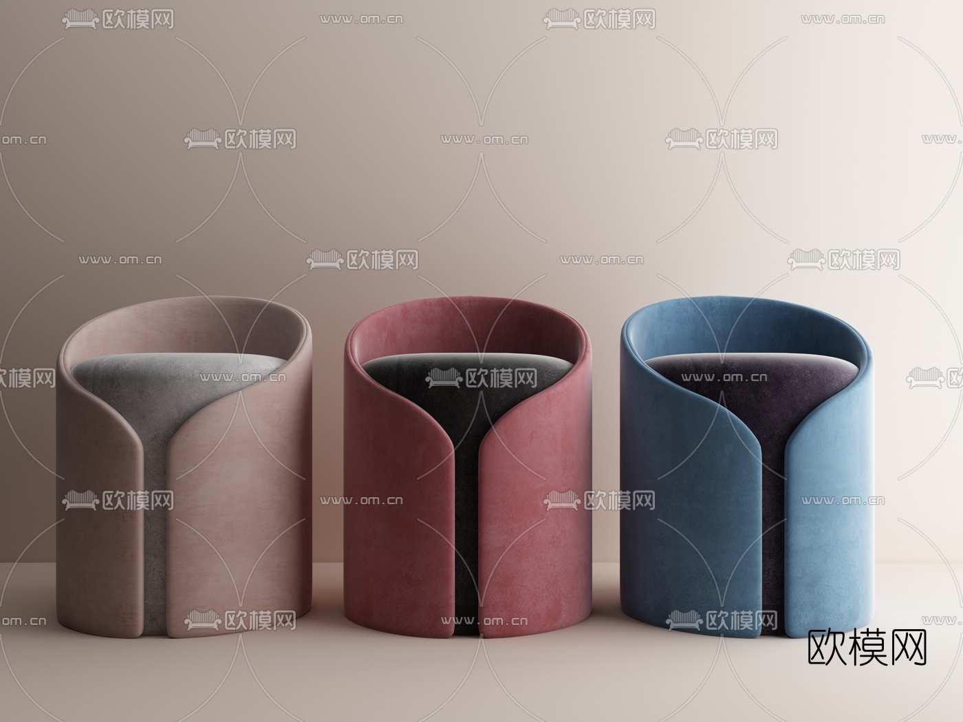 现代布艺凳子3d模型下载