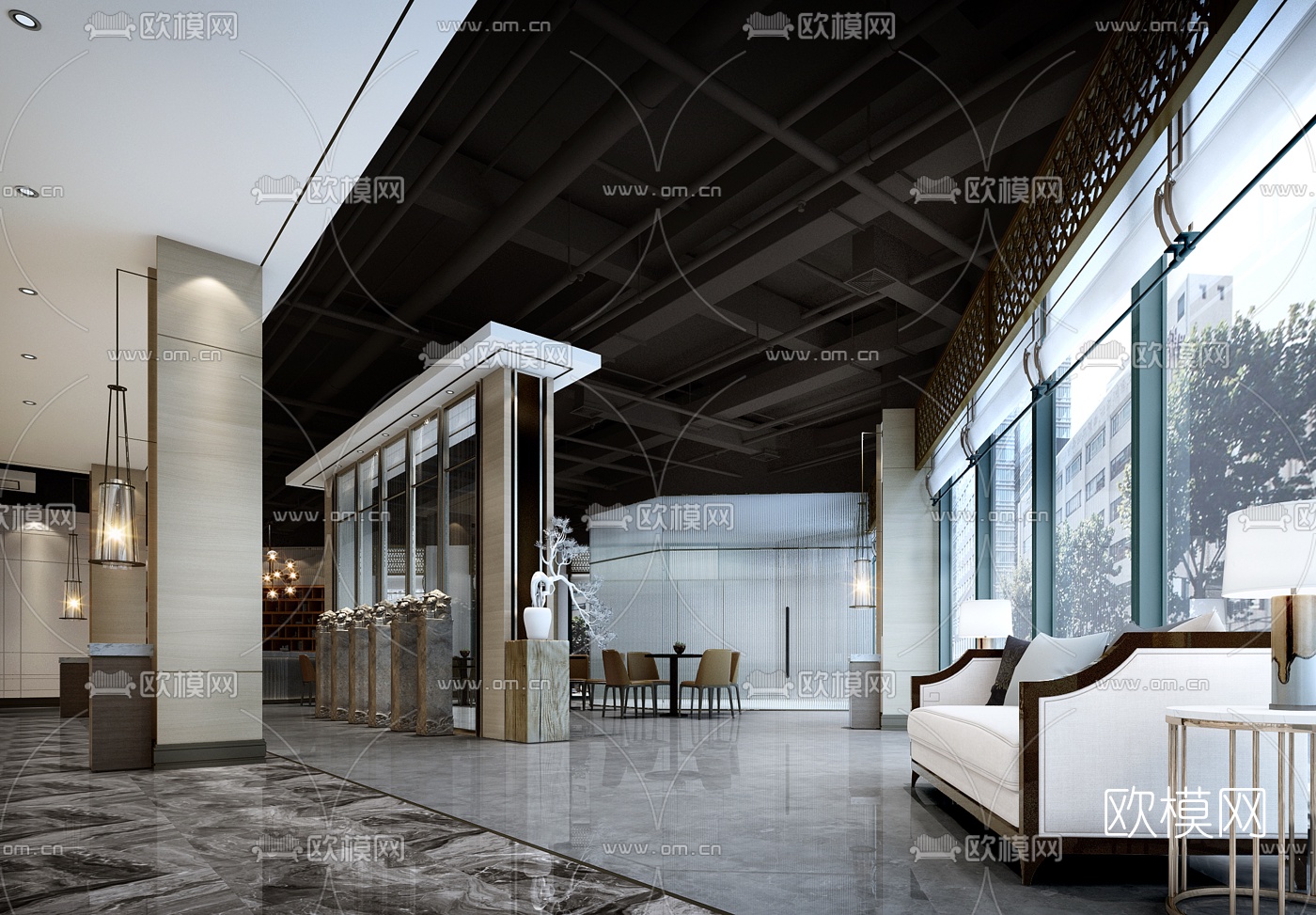 现代轻奢售楼处3d模型下载（渲染图3）