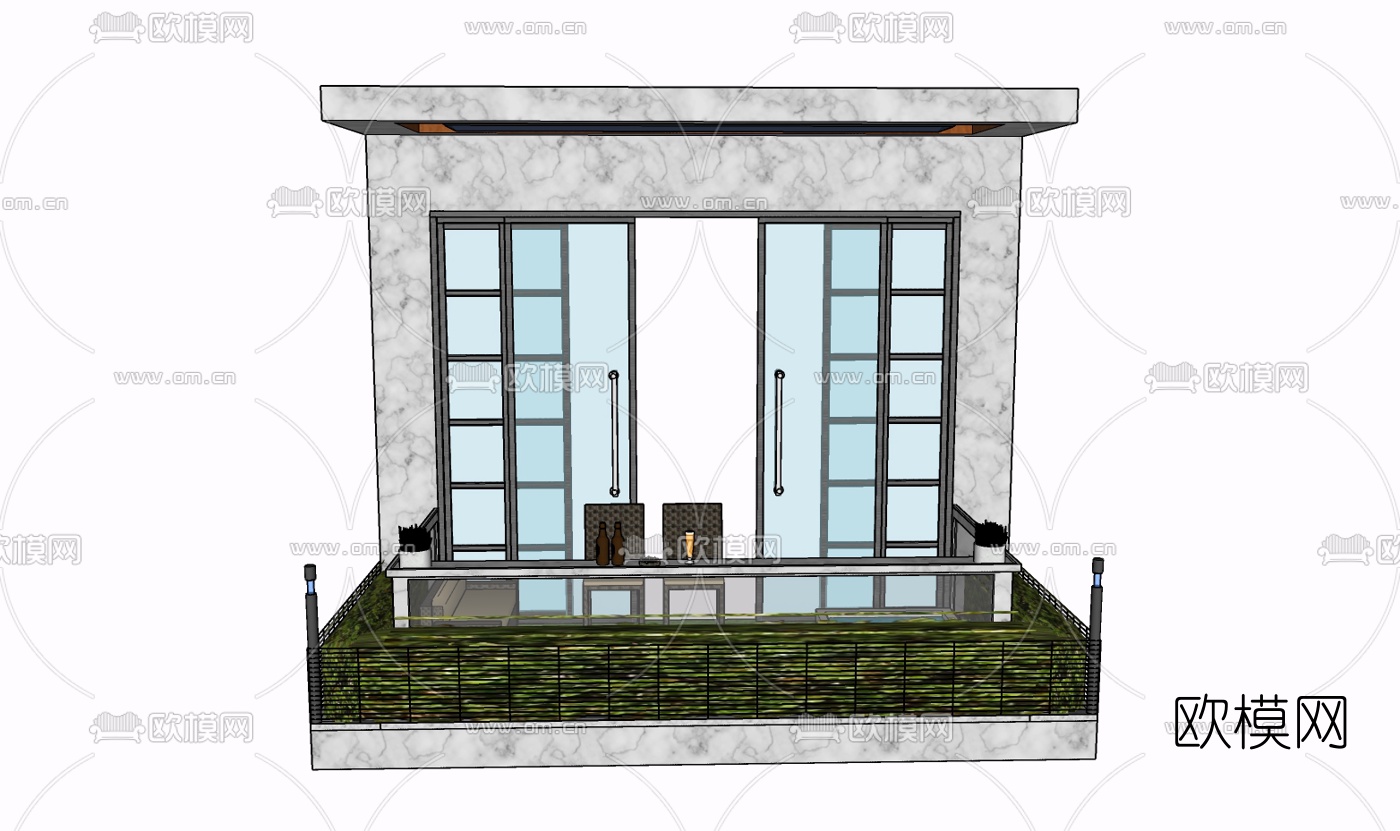 现代阳台免费su模型下载