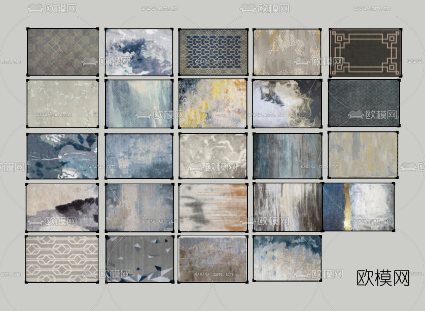 现代布艺地毯组合su模型下载