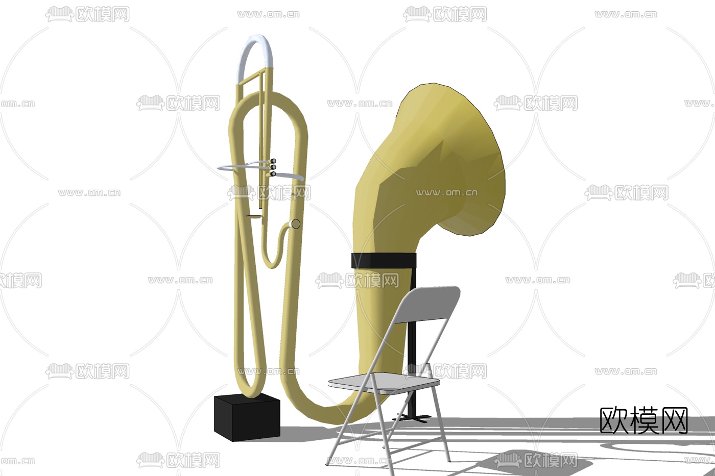 欧式铜管大号免费su模型下载