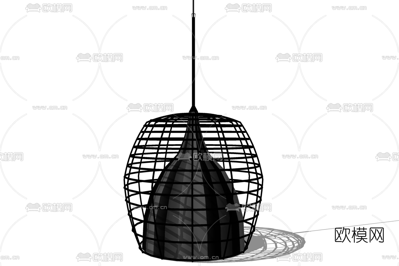 现代金属吊灯免费su模型下载