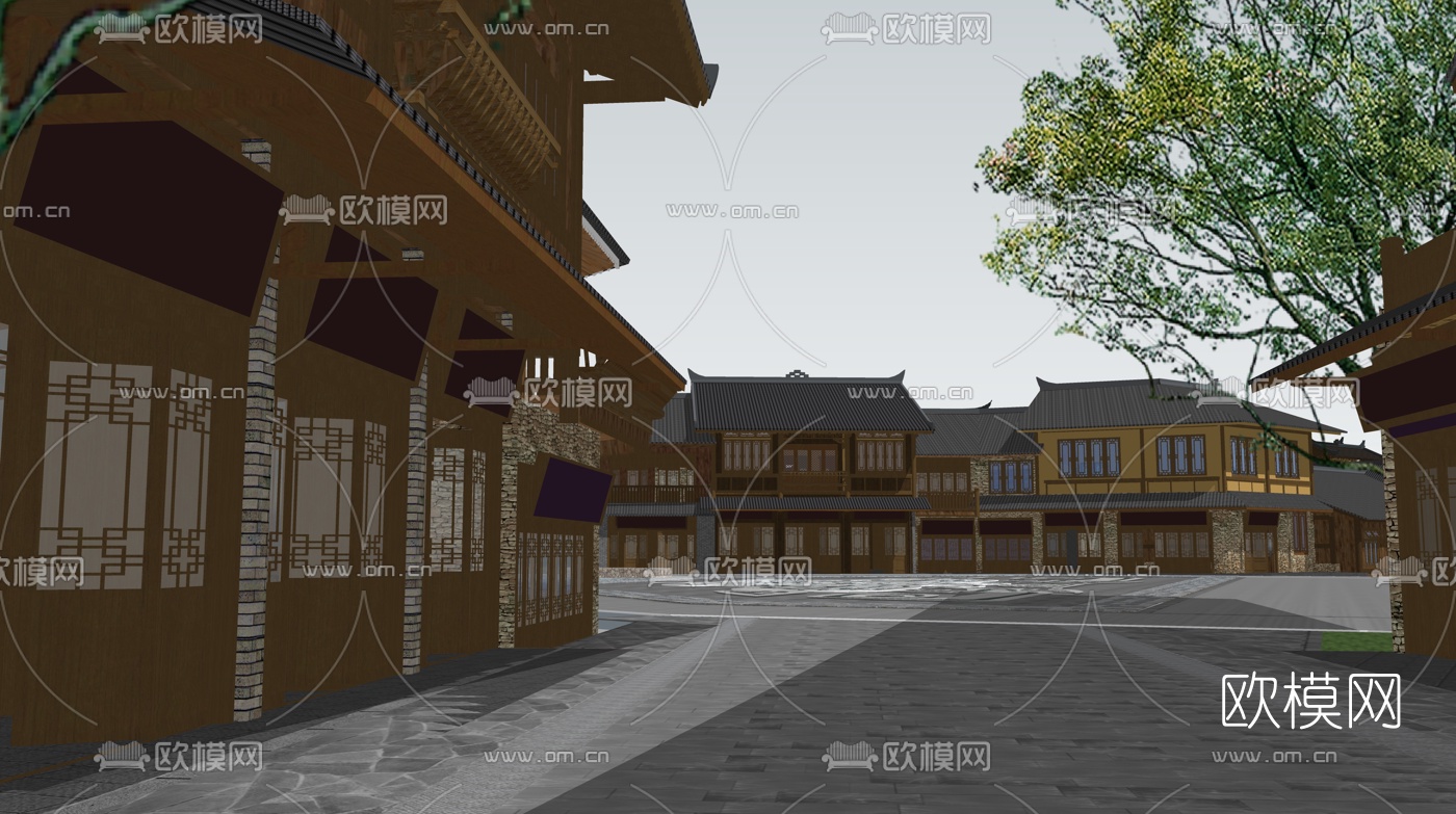 中式民俗古建su模型下载（渲染图2）