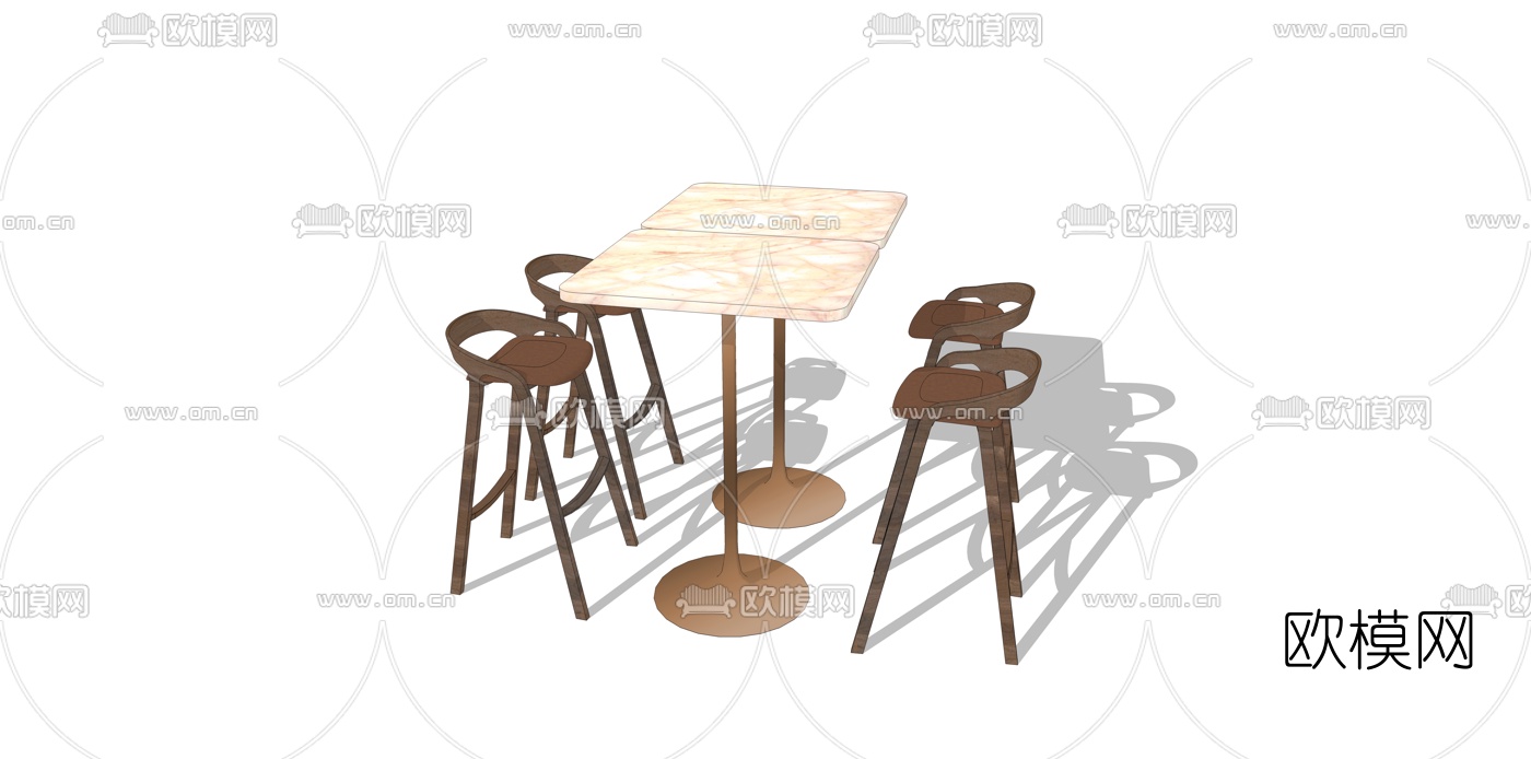 现代吧台桌椅su模型下载