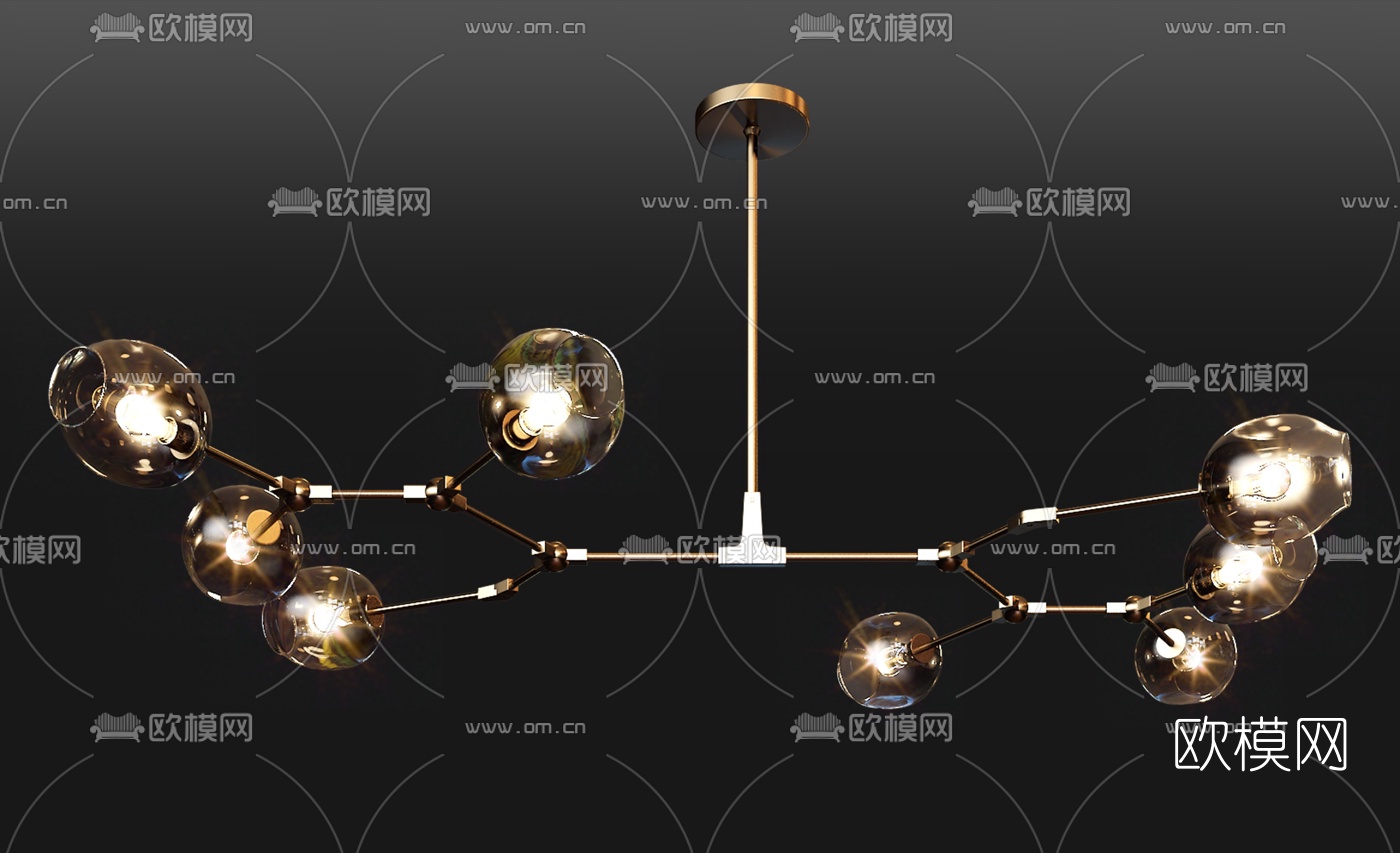 现代玻璃吊灯组合3d模型