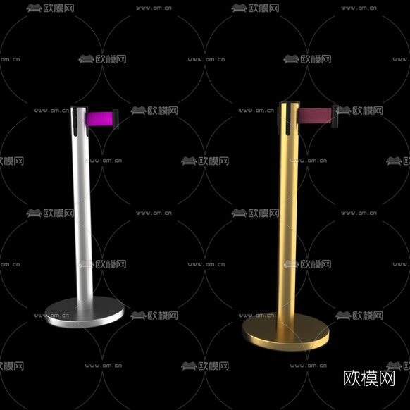现代金属伸缩带栏杆3d模型下载
