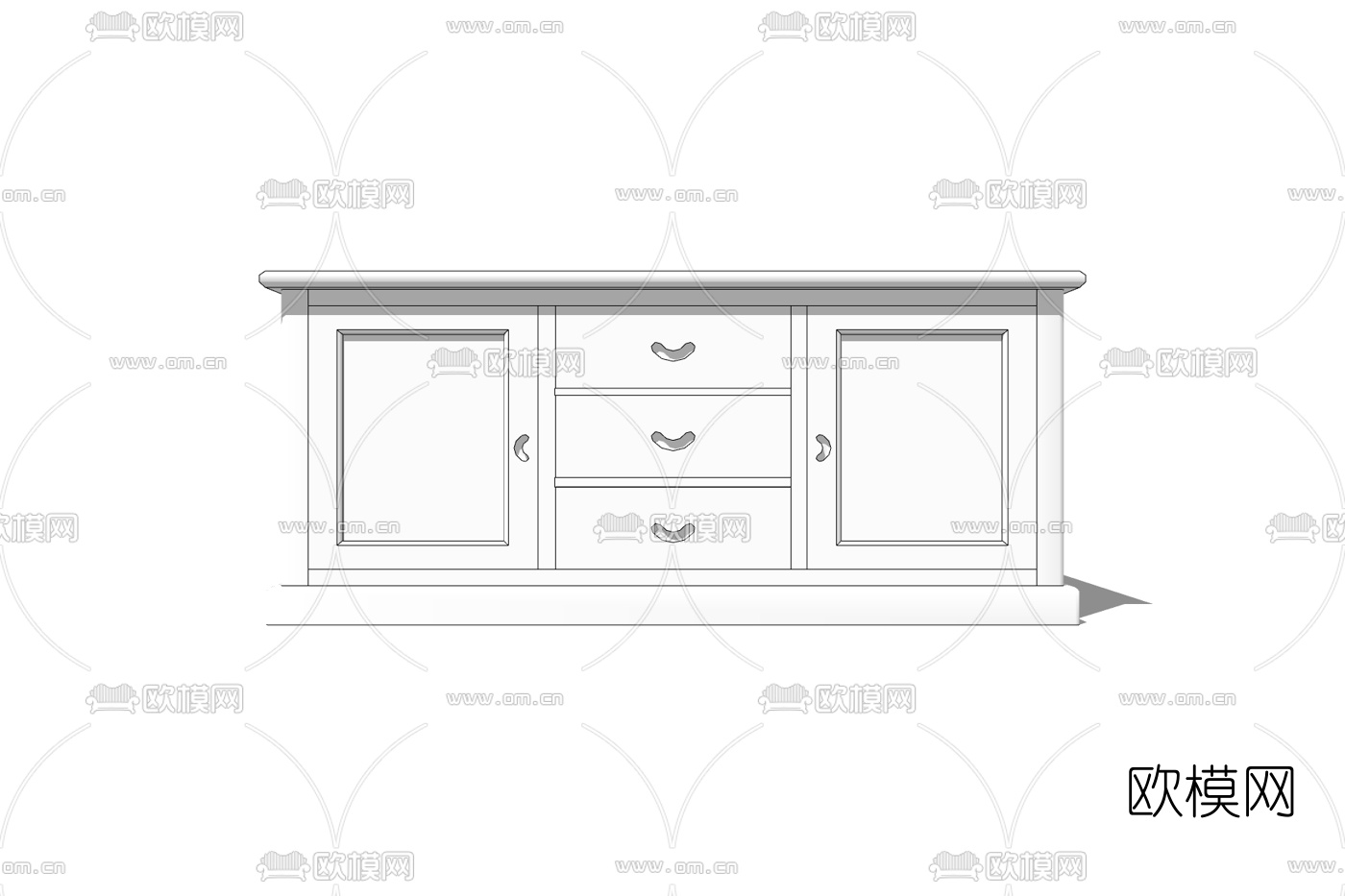 现代实木边柜免费su模型下载