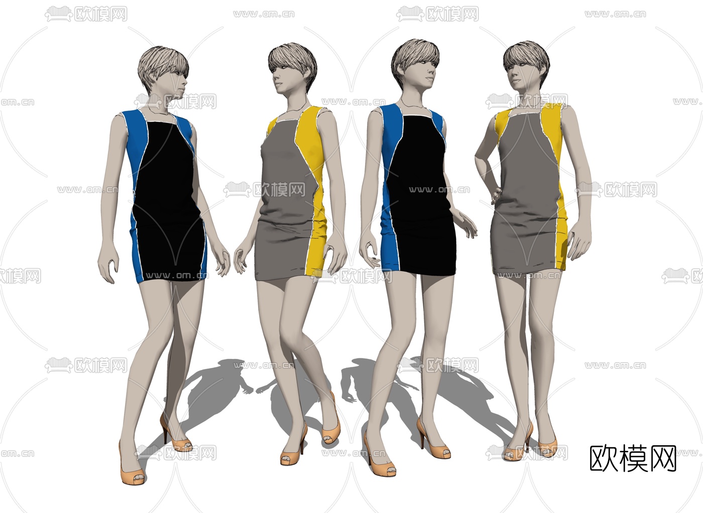 现代女服装模特su模型下载