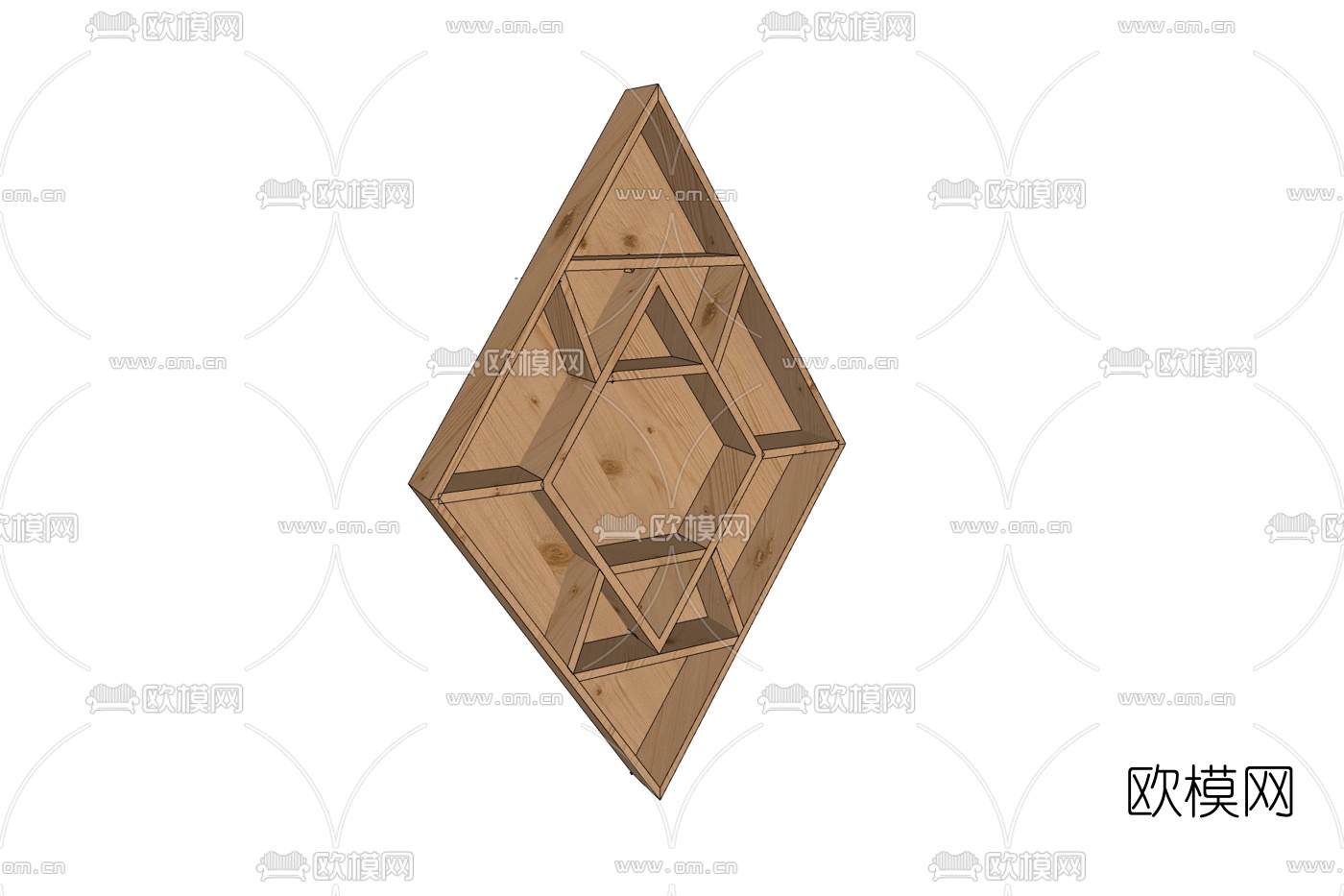 现代实木壁柜免费su模型下载