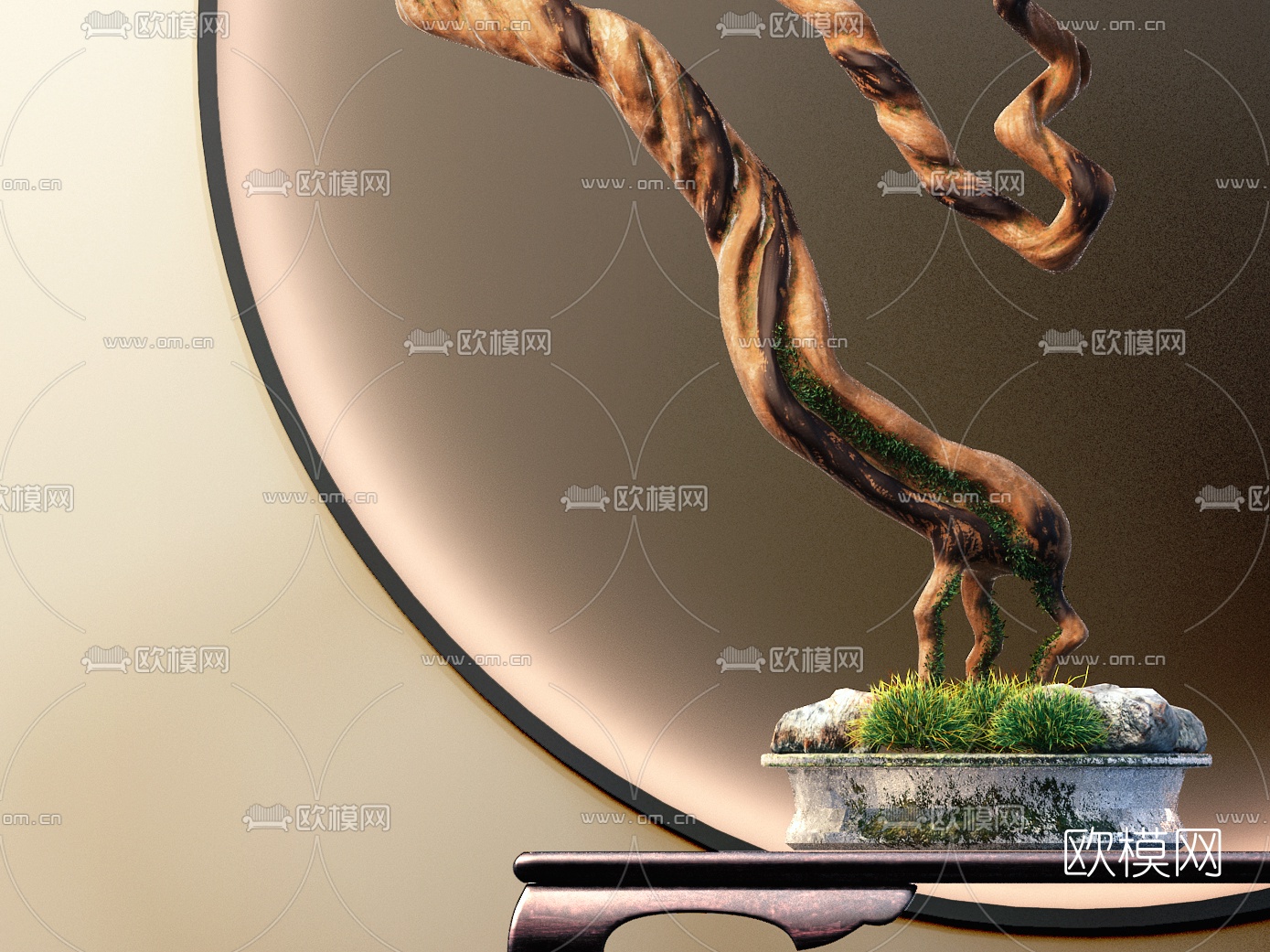 新中式植物摆件3d模型