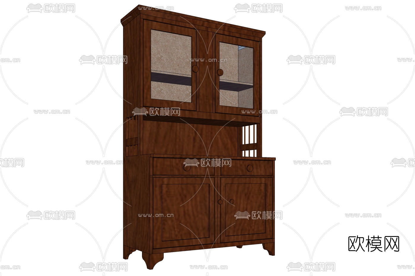 美式实木衣柜免费su模型下载