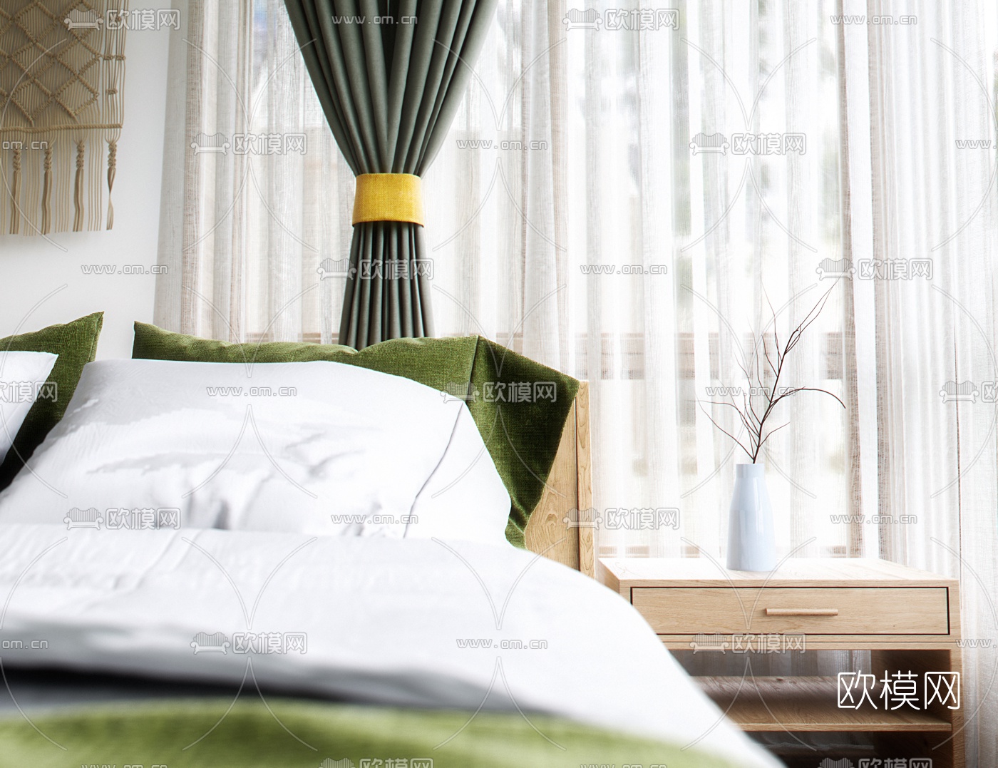 现代民宿卧室3d模型