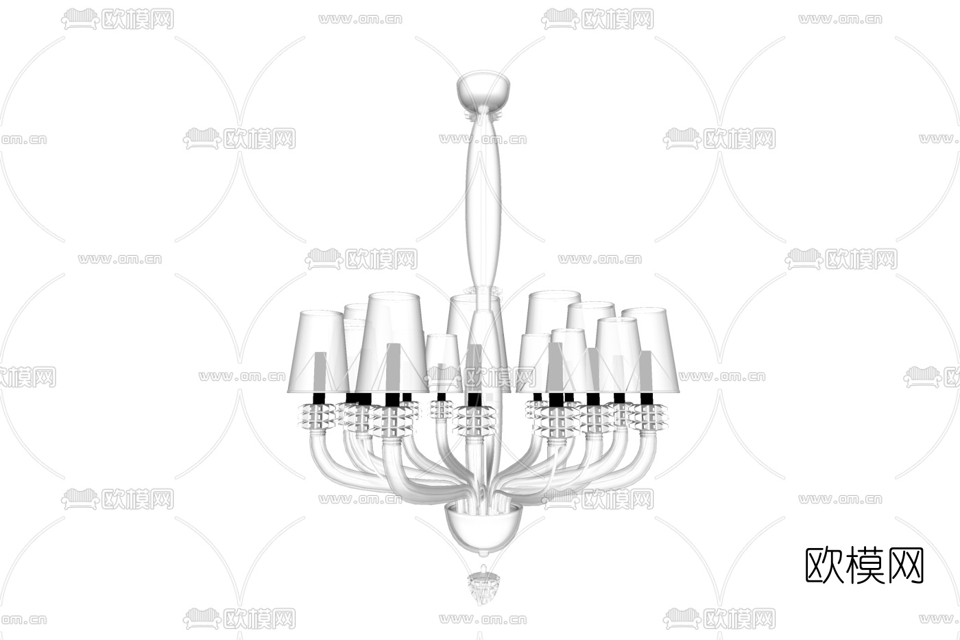 简欧多头吊灯免费su模型下载
