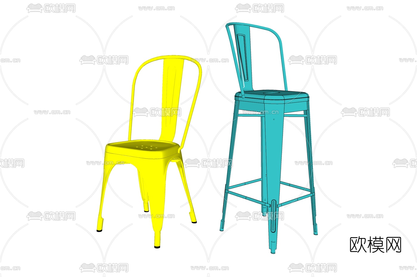 现代金属单椅免费su模型下载