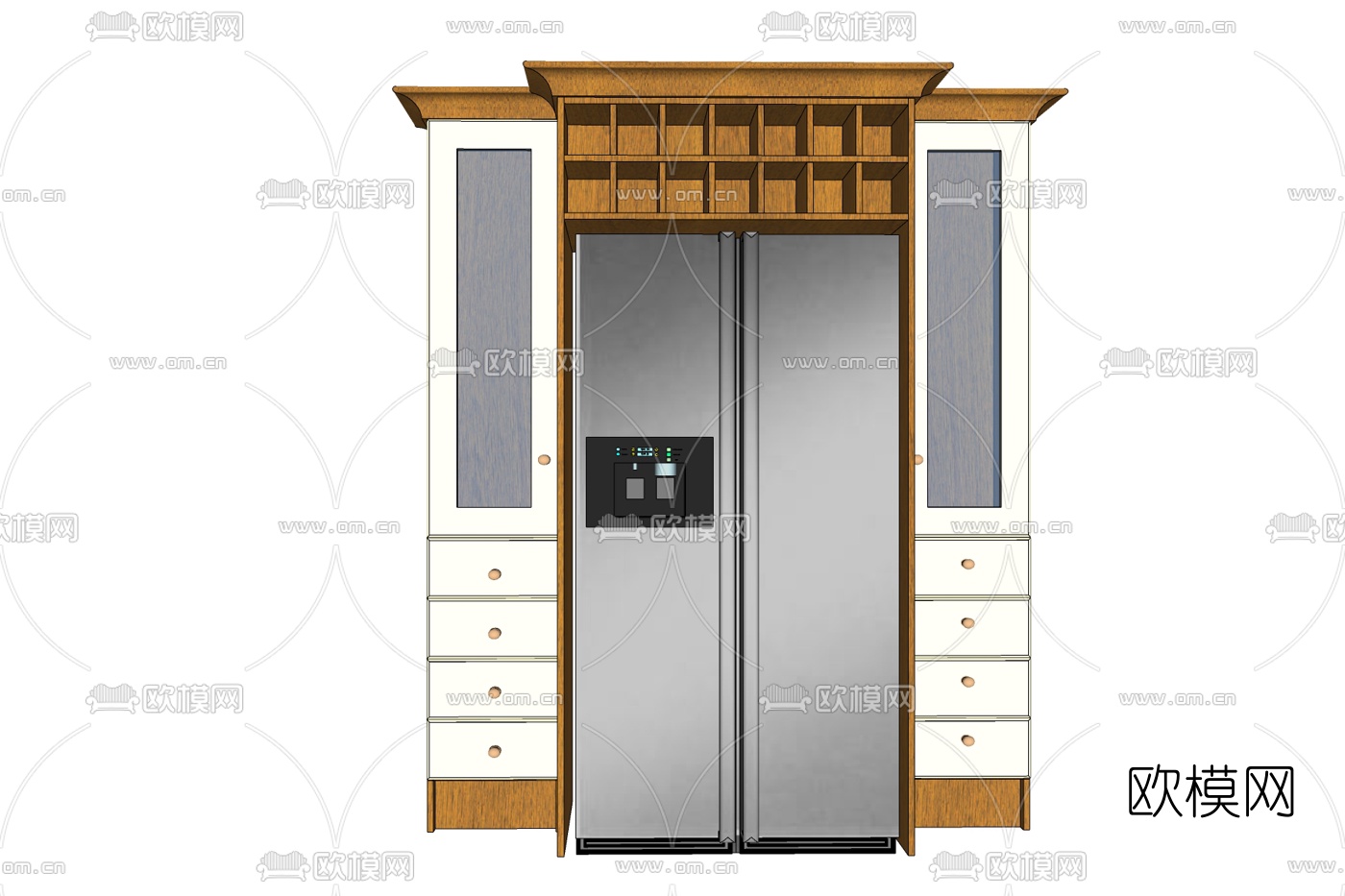 欧式实木电冰箱免费su模型