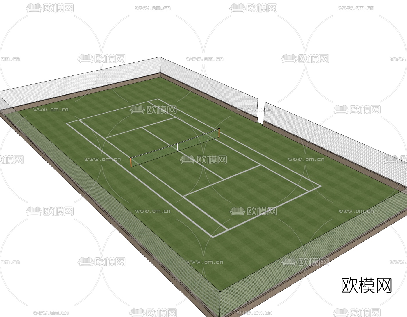 现代网球场免费su模型下载