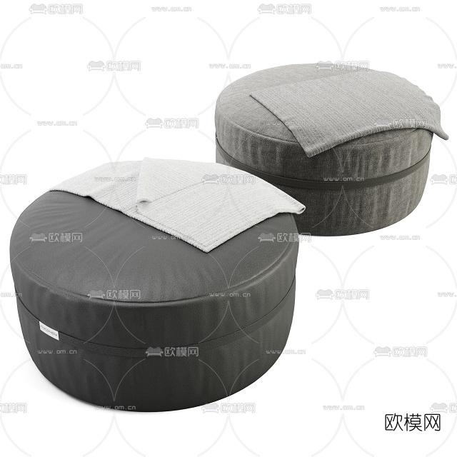 现代布艺圆凳3d模型下载（渲染图2）