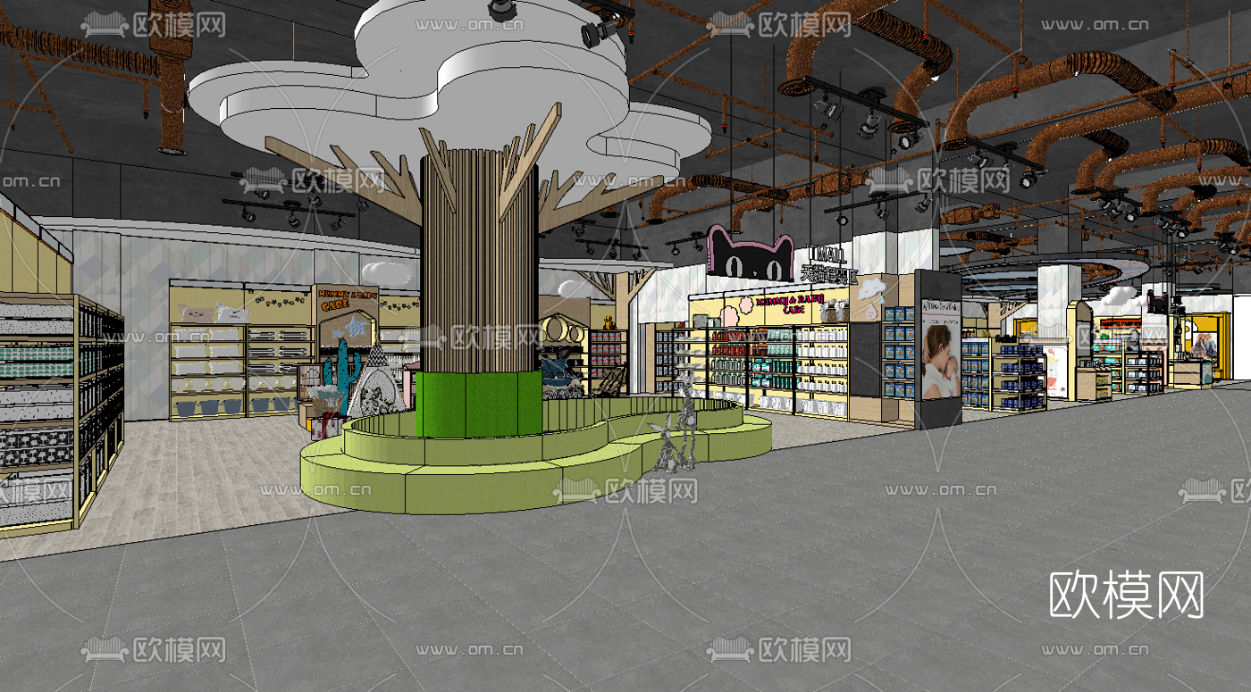 现代母婴专卖店su模型下载（渲染图2）