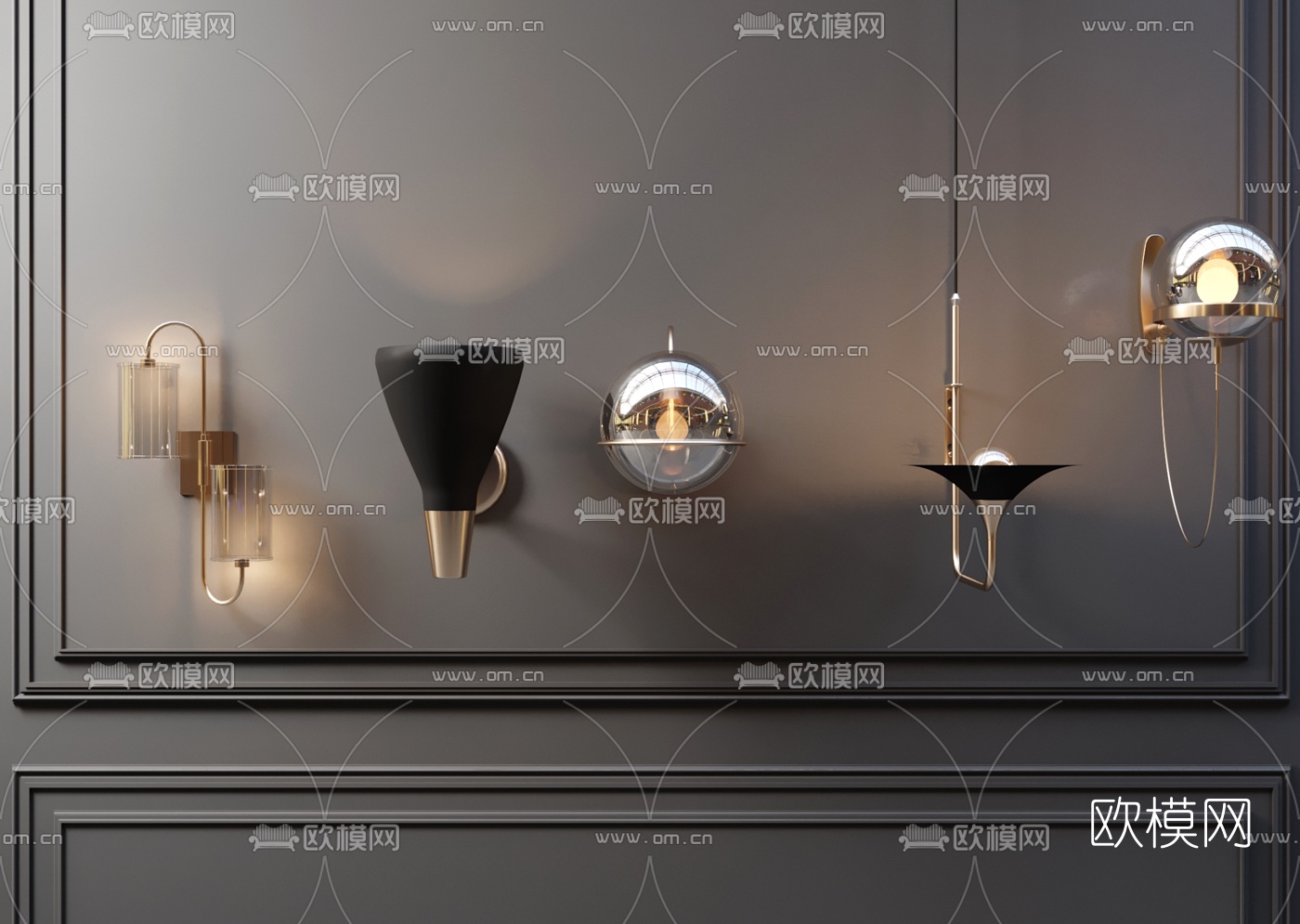 现代轻奢壁灯3d模型下载