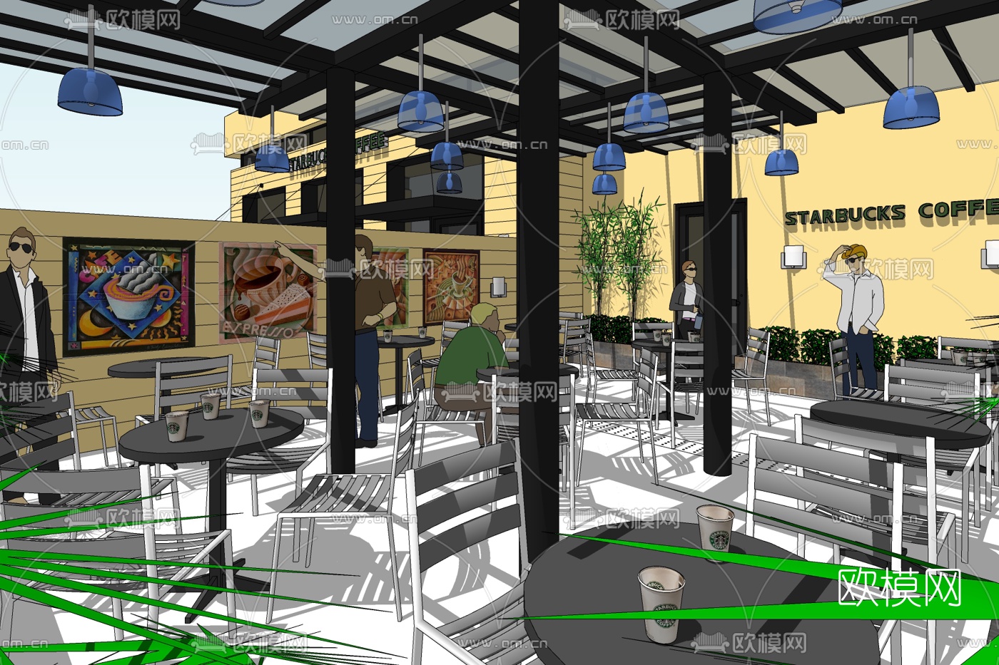 现代音乐餐吧免费su模型下载