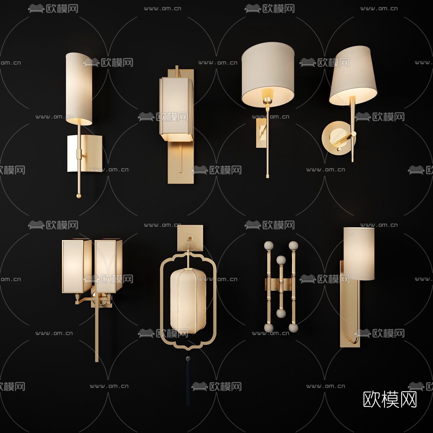 新中式金属壁灯3d模型下载