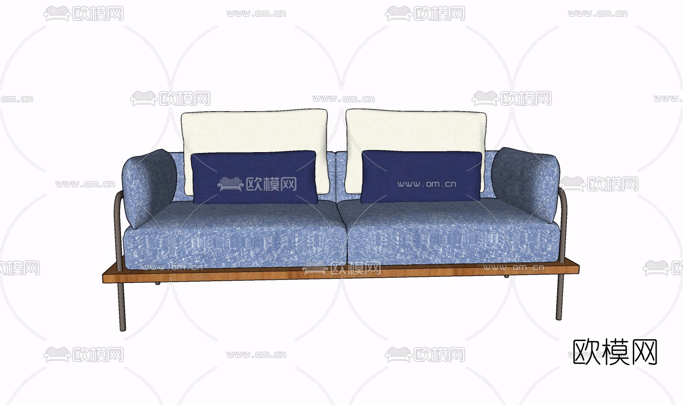 现代布艺双人沙发免费su模型