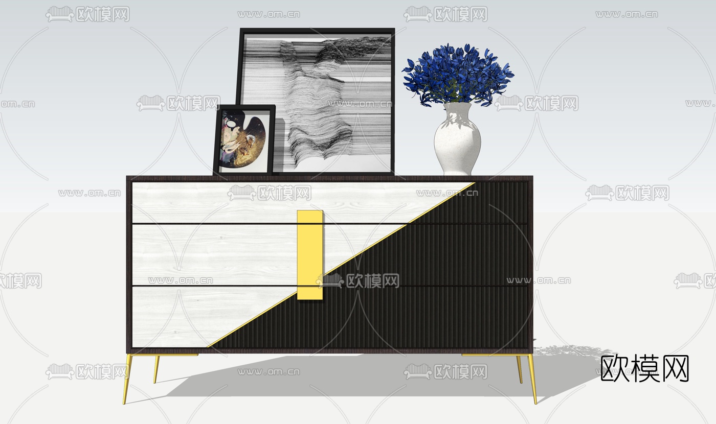 现代轻奢端景柜su模型