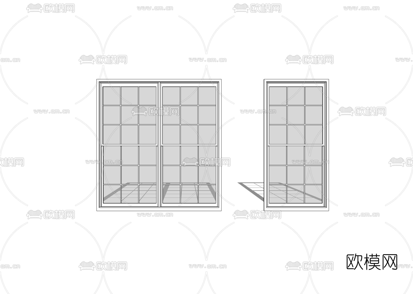 现代玻璃推拉门免费su模型下载