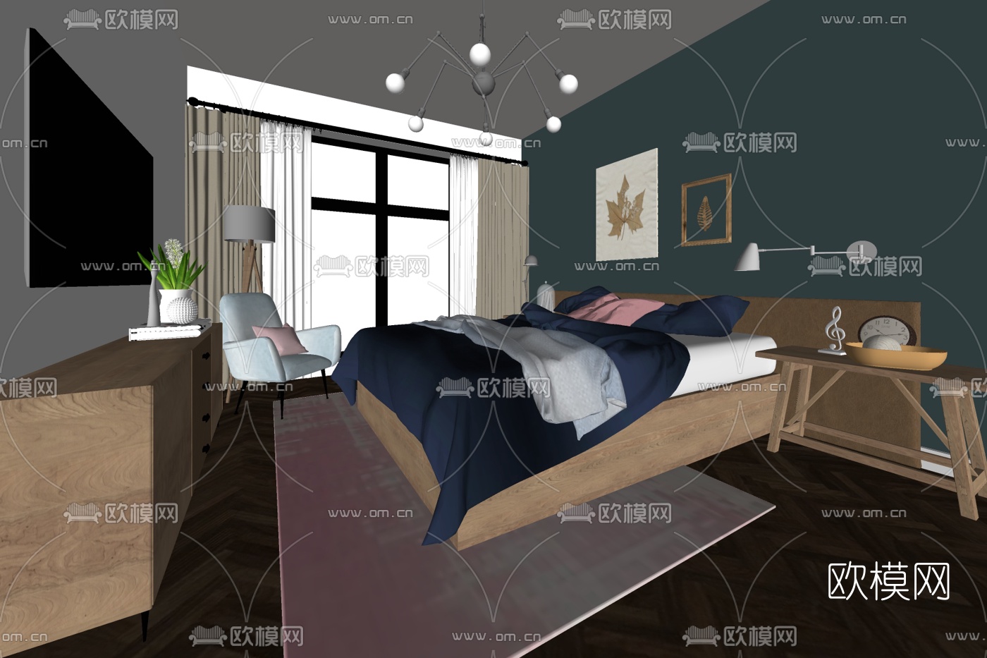 现代卧室免费su模型