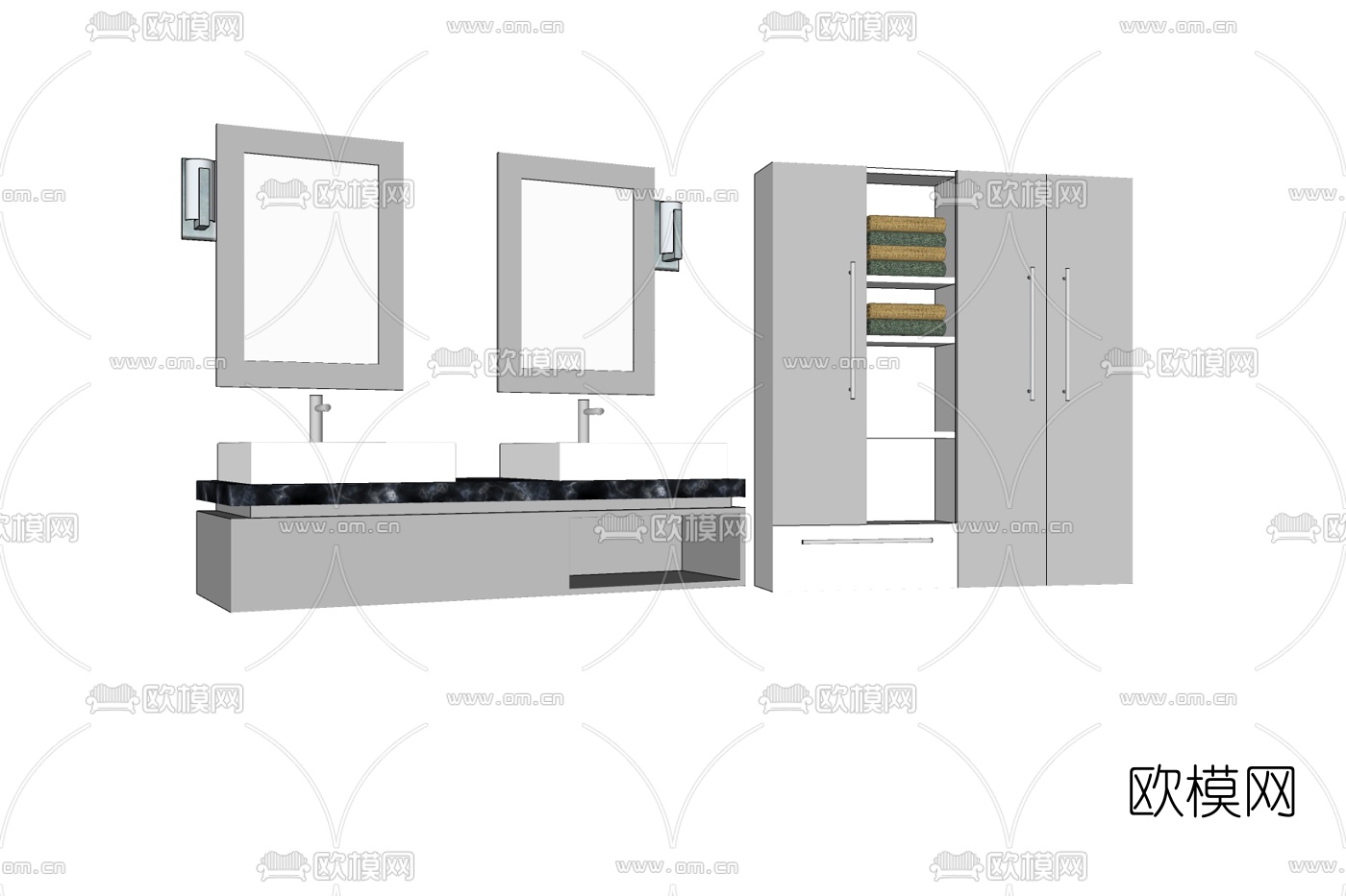 现代洗手盆免费su模型下载