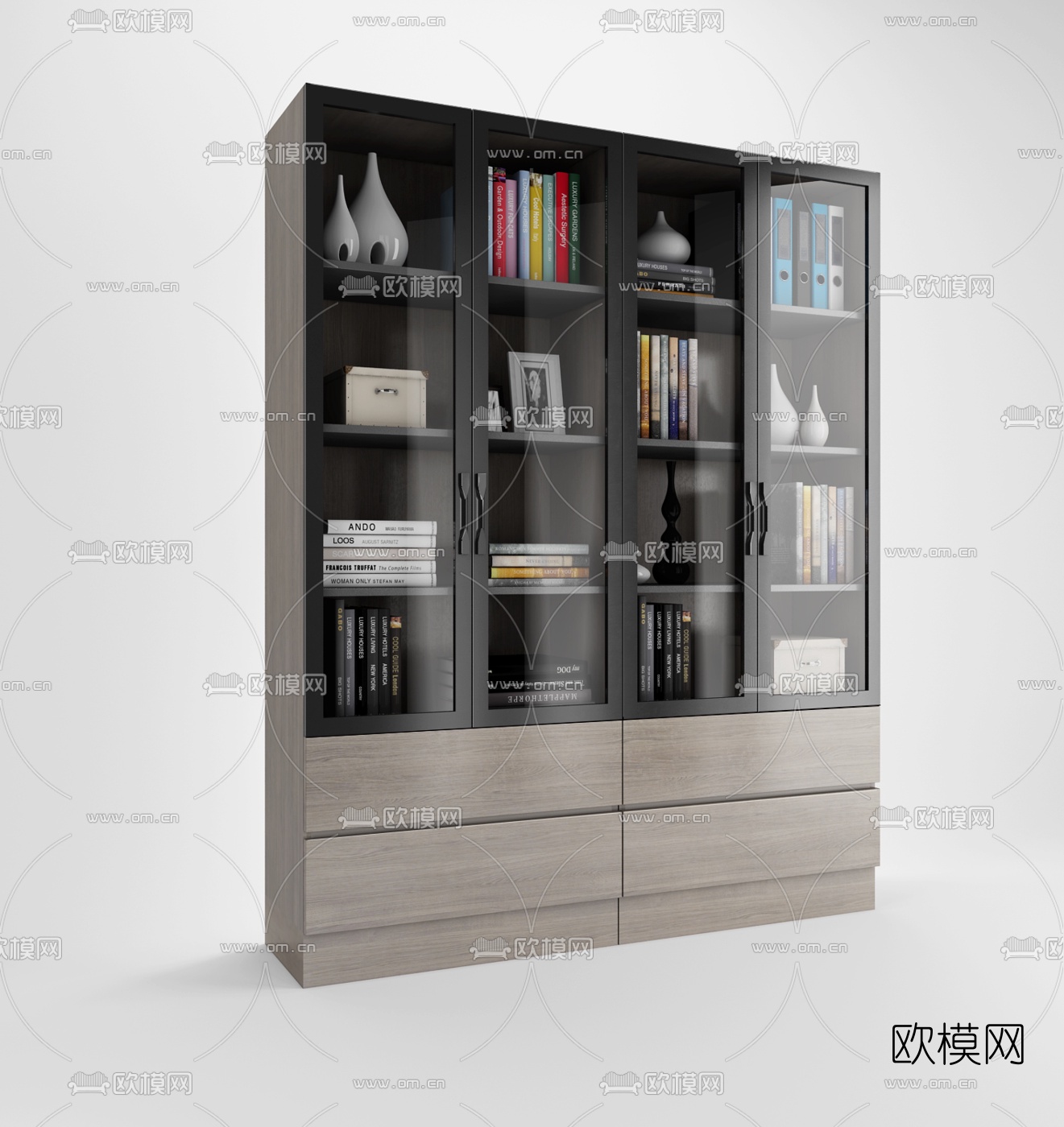 现代极简书柜3d模型