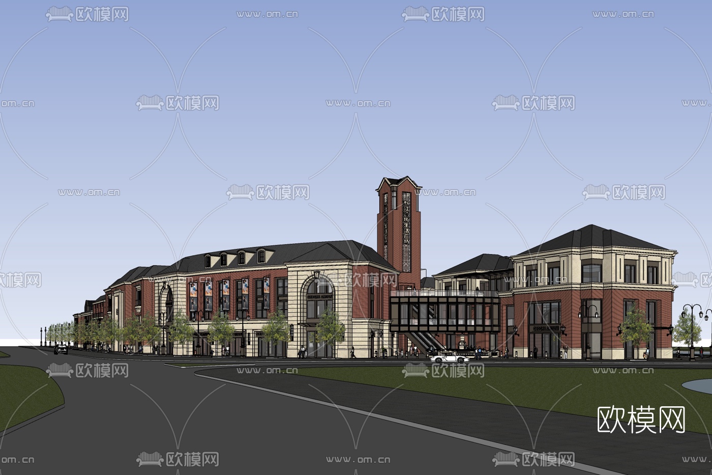 欧式沿街商业建筑免费su模型下载