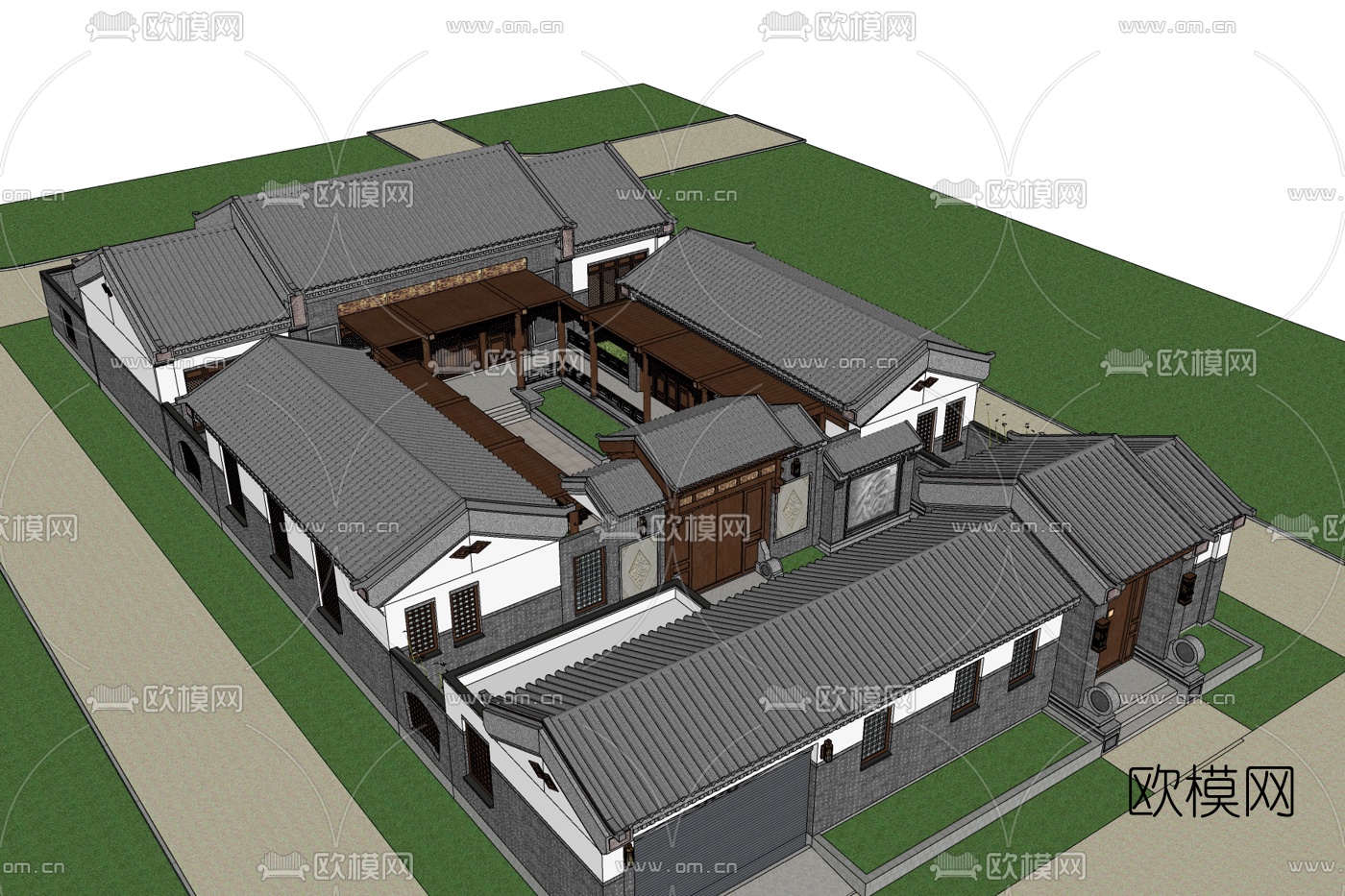 中式古建民房免费su模型下载