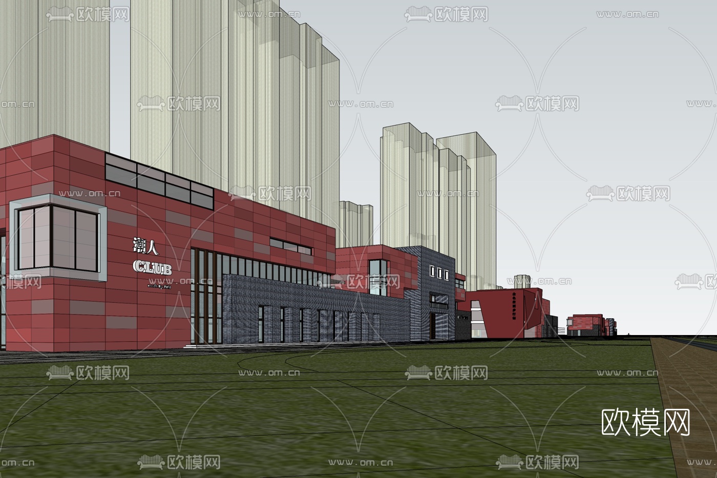 现代办公楼免费su模型