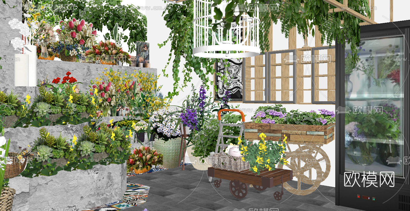 现代花店su模型