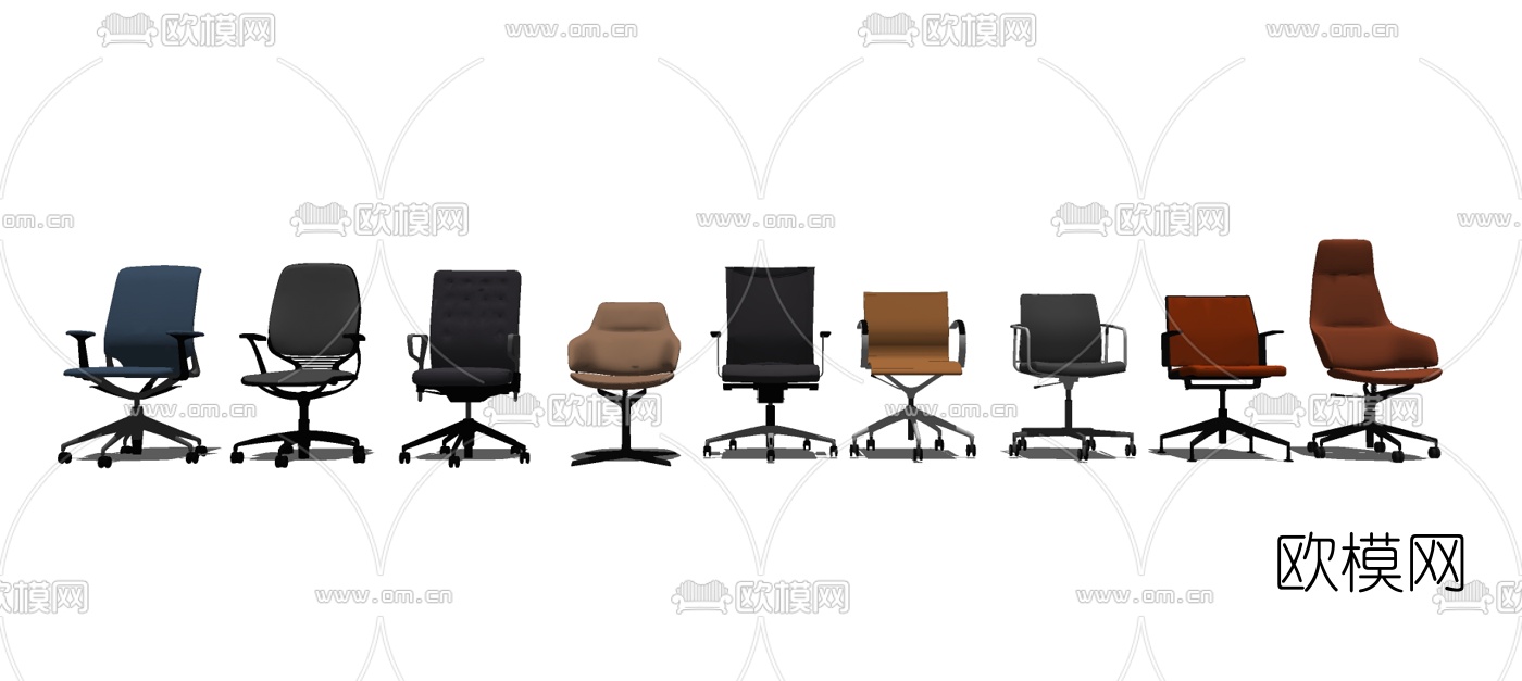 现代办公转椅职员椅su模型下载（渲染图1）