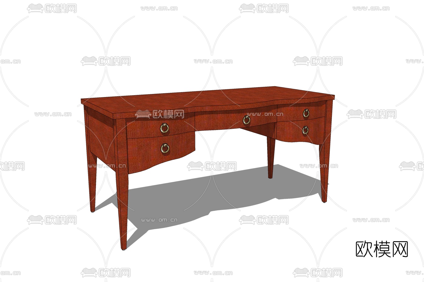 欧式实木书桌免费su模型下载