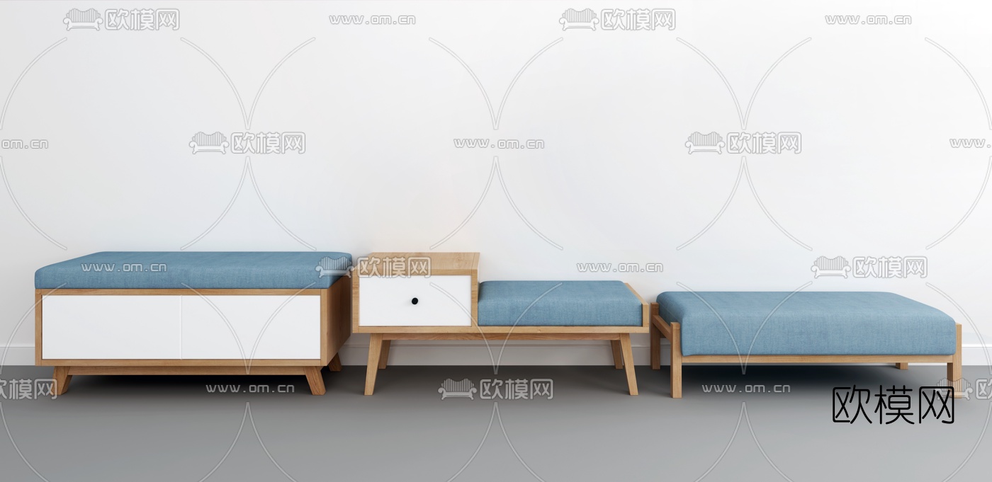 北欧原木换鞋凳鞋柜3d模型