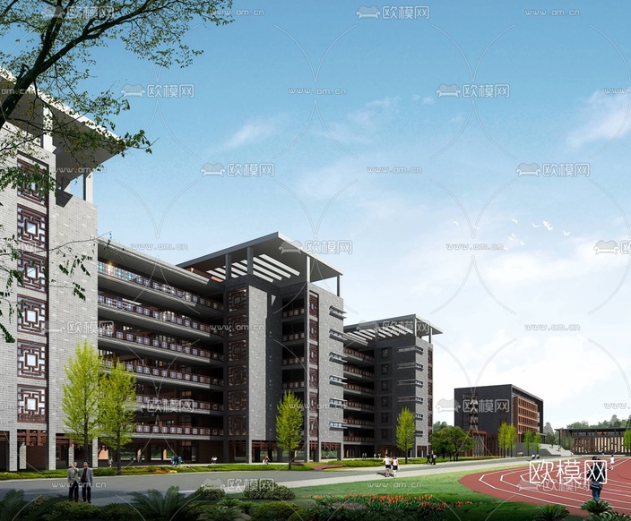 现代学校鸟瞰3d模型下载(渲染图2)
