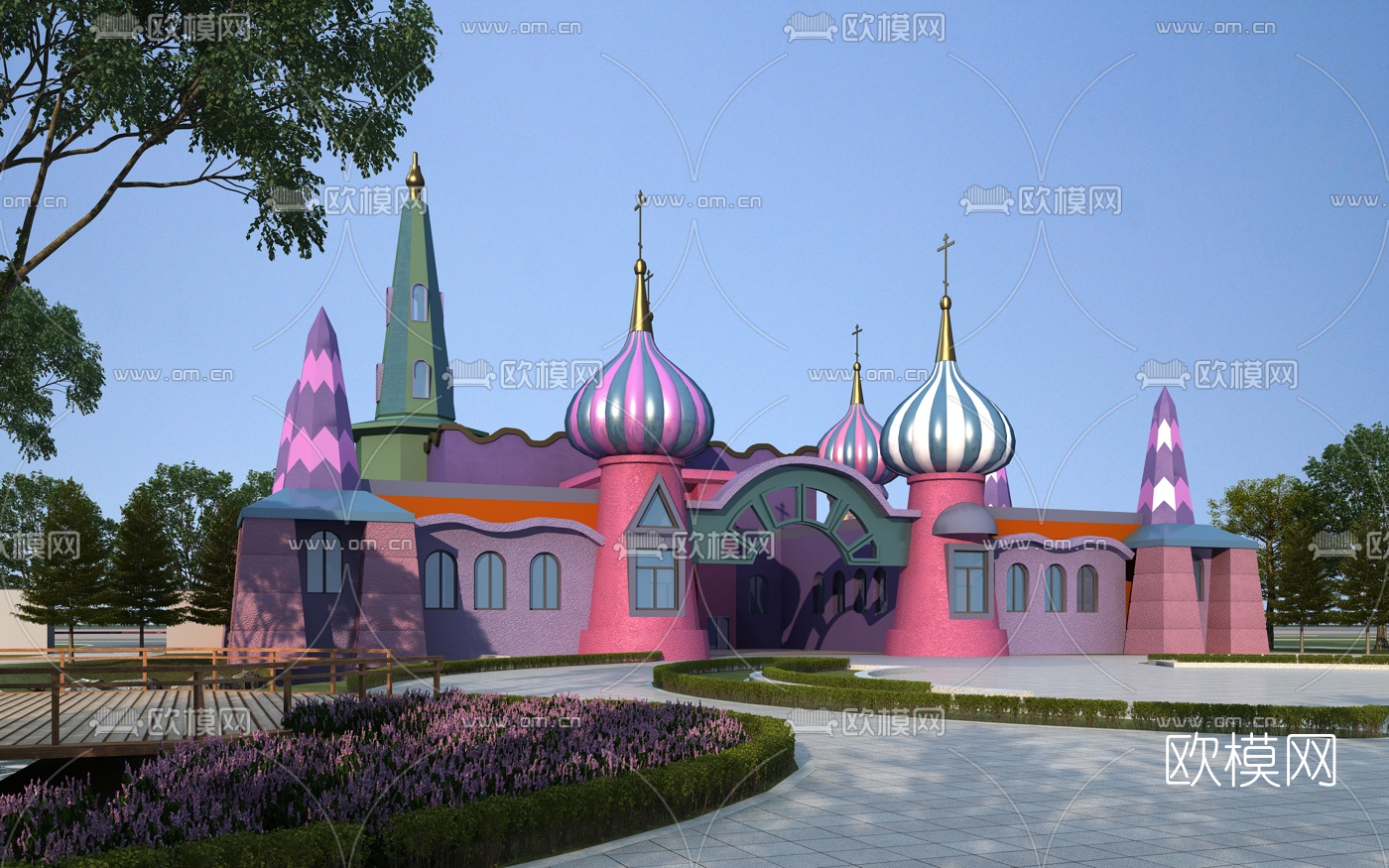 欧式游乐建筑外观3d模型下载