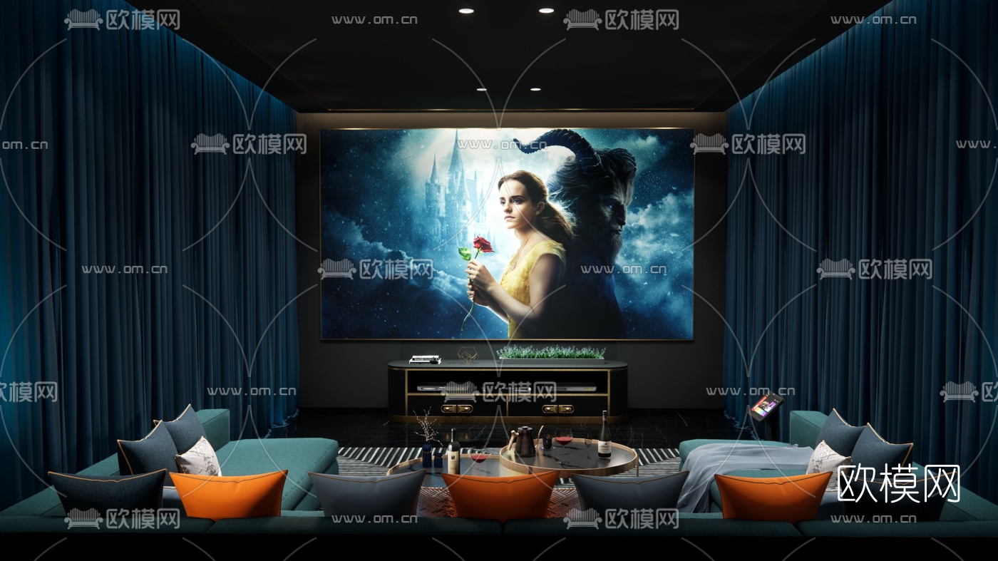 现代家庭影院su模型