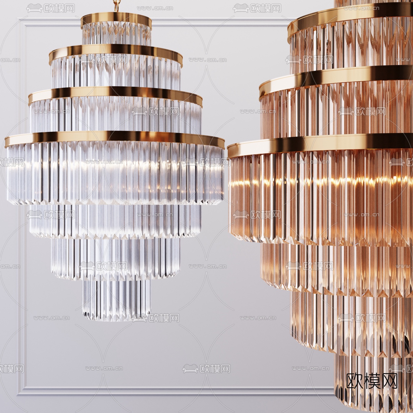 现代多层水晶吊灯3d模型下载