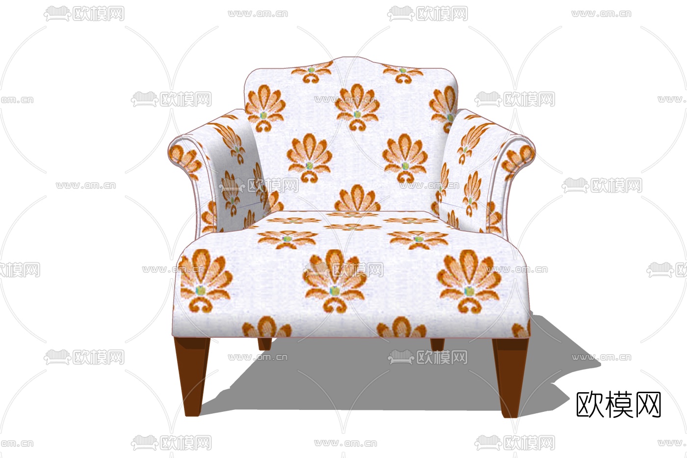 现代布艺单人沙发免费su模型下载